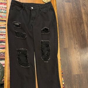 SHEIN, size 12, distressed wide leg jeans. Never worn